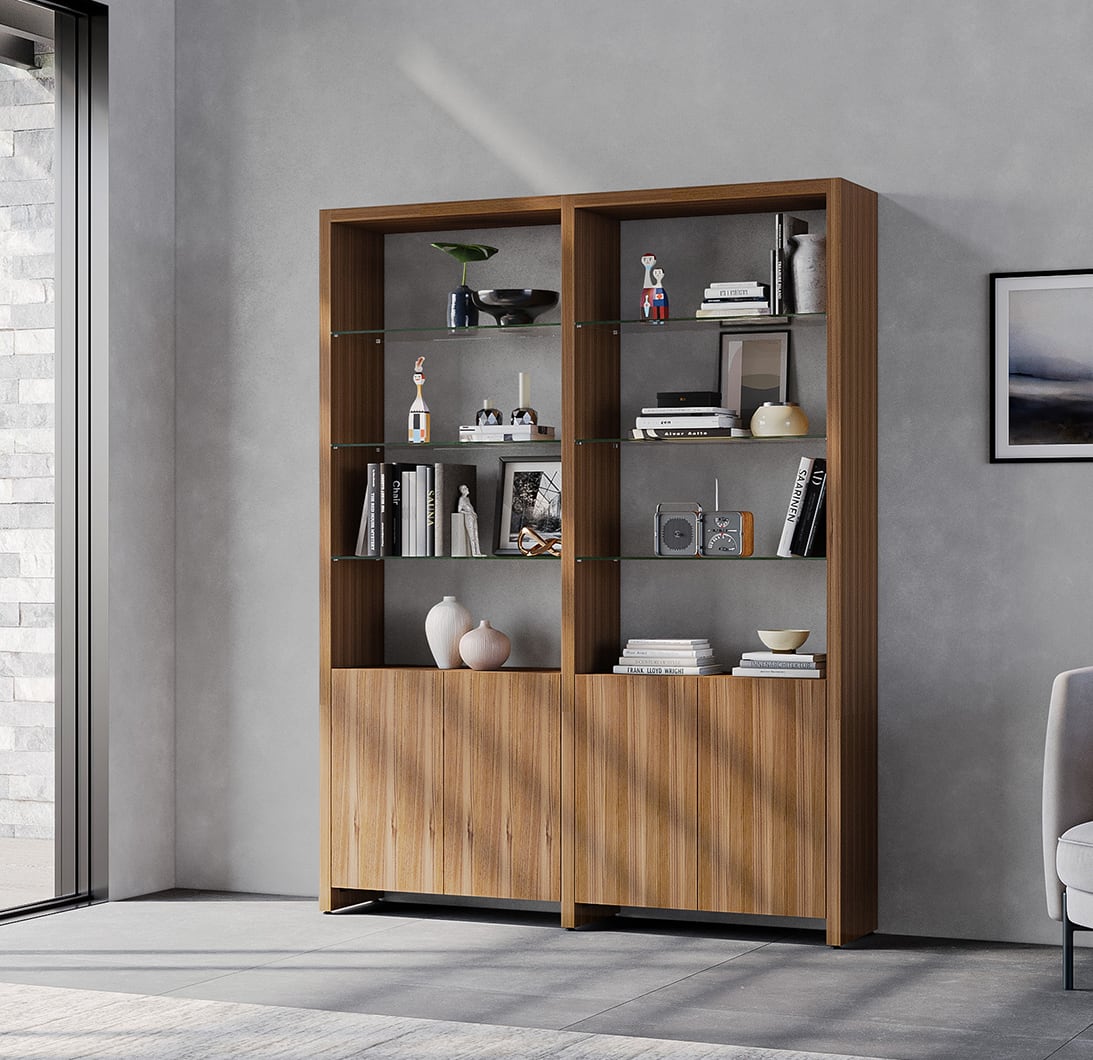 BDI Linea 580022 2 Shelf System 64" Wide (Natural Walnut)