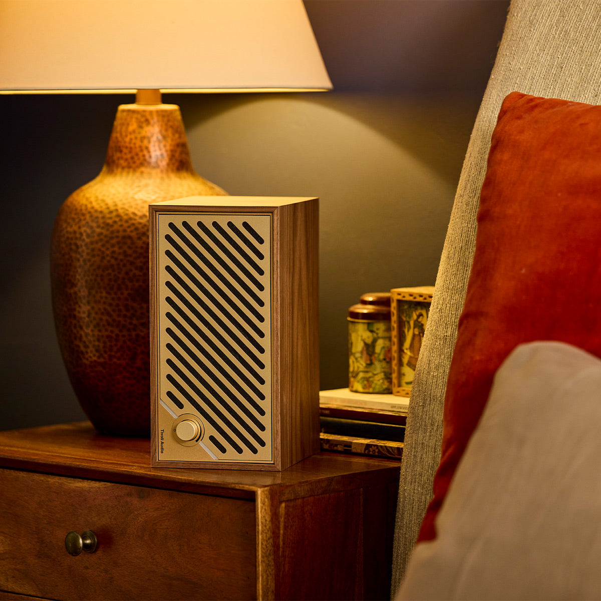 Tivoli Audio Model Two Digital Bluetooth Speaker with Built-In Airplay2, Chromecast, and Wi-Fi (Walnut/Gold)