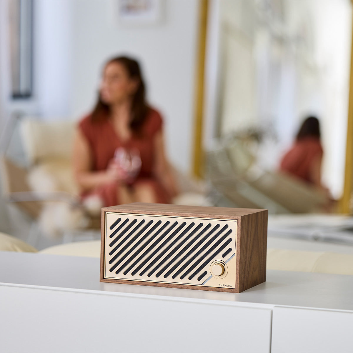 Tivoli Audio Model Two Digital Bluetooth Speaker with Built-In Airplay2, Chromecast, and Wi-Fi (Walnut/Gold)