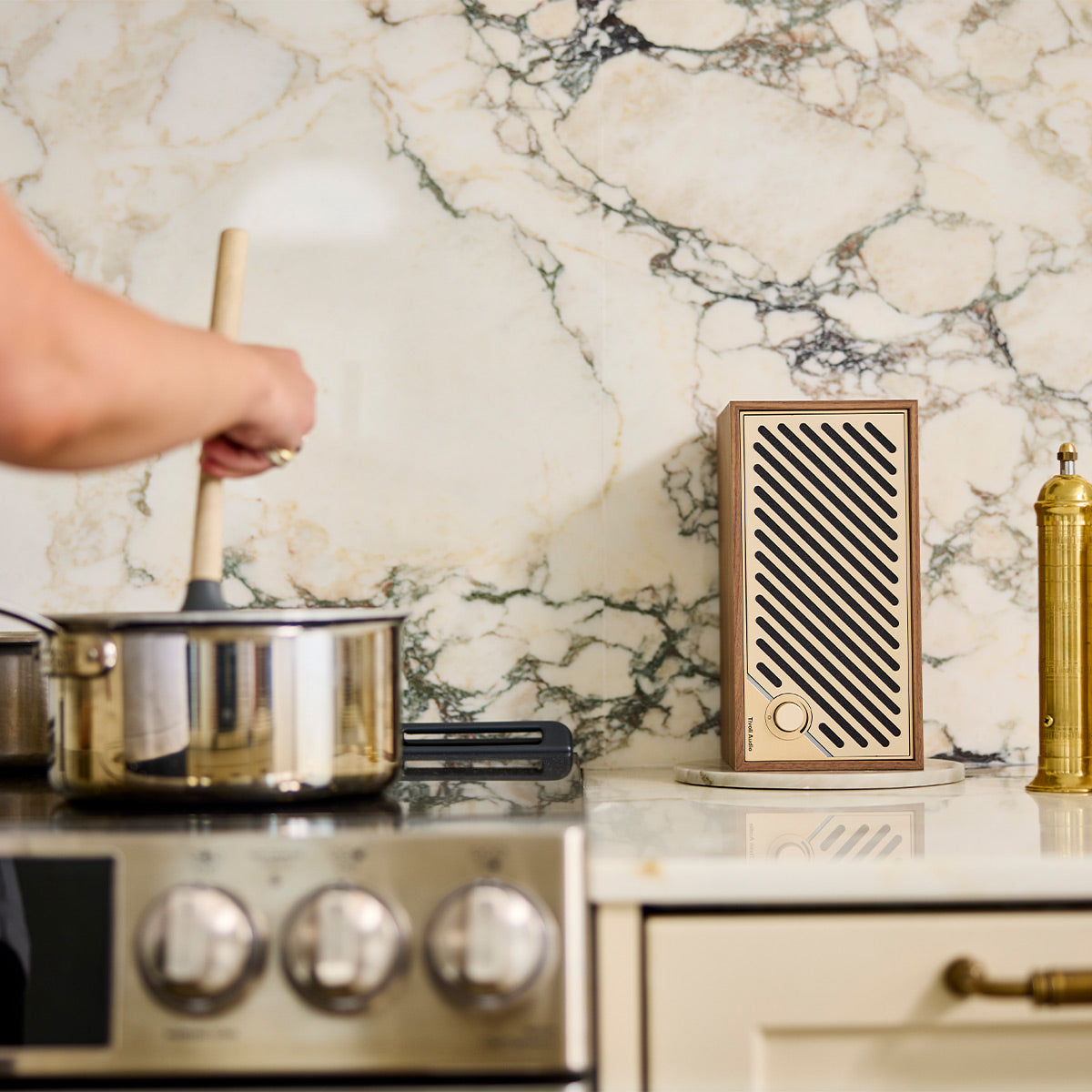 Tivoli Audio Model Two Digital Bluetooth Speaker with Built-In Airplay2, Chromecast, and Wi-Fi (Walnut/Gold)