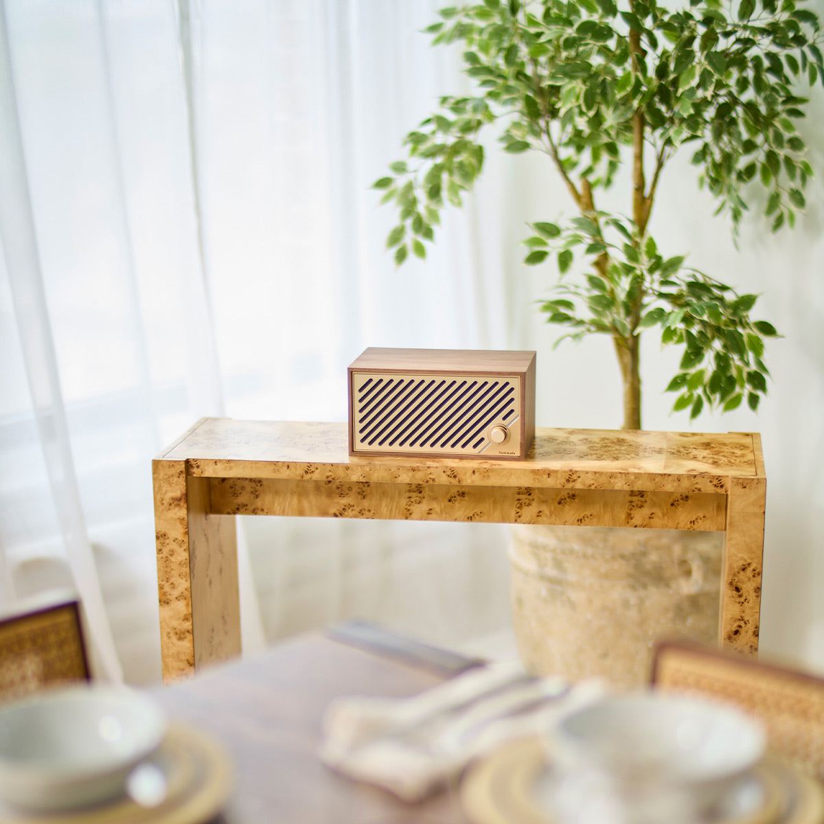 Tivoli Audio Model Two Digital Bluetooth Speaker with Built-In Airplay2, Chromecast, and Wi-Fi (Walnut/Gold)