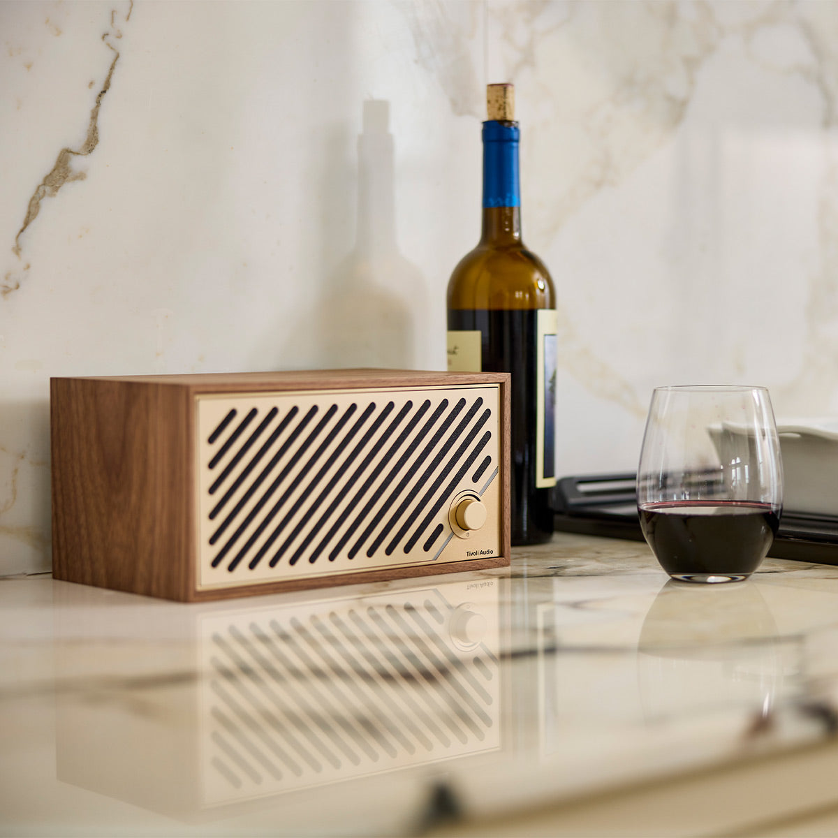 Tivoli Audio Model Two Digital Bluetooth Speaker with Built-In Airplay2, Chromecast, and Wi-Fi (Walnut/Gold)