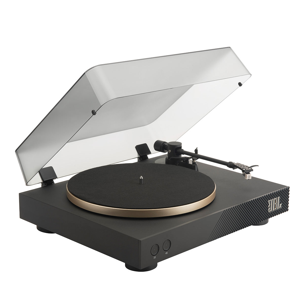 JBL Spinner BT Semi-Automatic Belt-Drive Turntable with Bluetooth 5.3 and Installed Audio Technica Cartridge (Black & Gold)