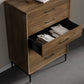 BDI LINQ 9185 Storage Chest with 5 Self-Closing Drawers and Metal Base (Natural Walnut)
