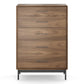 BDI LINQ 9185 Storage Chest with 5 Self-Closing Drawers and Metal Base (Natural Walnut)