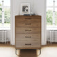 BDI LINQ 9185 Storage Chest with 5 Self-Closing Drawers and Metal Base (Natural Walnut)