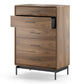 BDI LINQ 9185 Storage Chest with 5 Self-Closing Drawers and Metal Base (Natural Walnut)