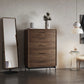BDI LINQ 9185 Storage Chest with 5 Self-Closing Drawers and Metal Base (Natural Walnut)