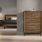 BDI LINQ 9185 Storage Chest with 5 Self-Closing Drawers and Metal Base (Natural Walnut)