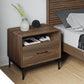 BDI LINQ 9182 28&rdquo; Nightstand with Sliding Shelves and Integrated Power Station (Natural Walnut)