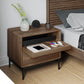 BDI LINQ 9182 28&rdquo; Nightstand with Sliding Shelves and Integrated Power Station (Natural Walnut)