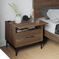 BDI LINQ 9182 28&rdquo; Nightstand with Sliding Shelves and Integrated Power Station (Natural Walnut)