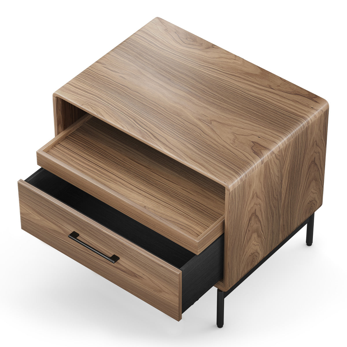 BDI LINQ 9182 28&rdquo; Nightstand with Sliding Shelves and Integrated Power Station (Natural Walnut)