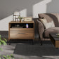 BDI LINQ 9182 28&rdquo; Nightstand with Sliding Shelves and Integrated Power Station (Natural Walnut)
