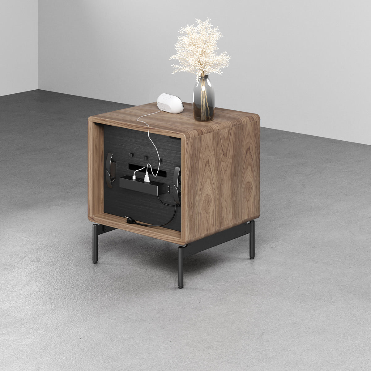 BDI LINQ 9181 22&rdquo; Nightstand with Top Slide and Integrated Power Station (Natural Walnut)