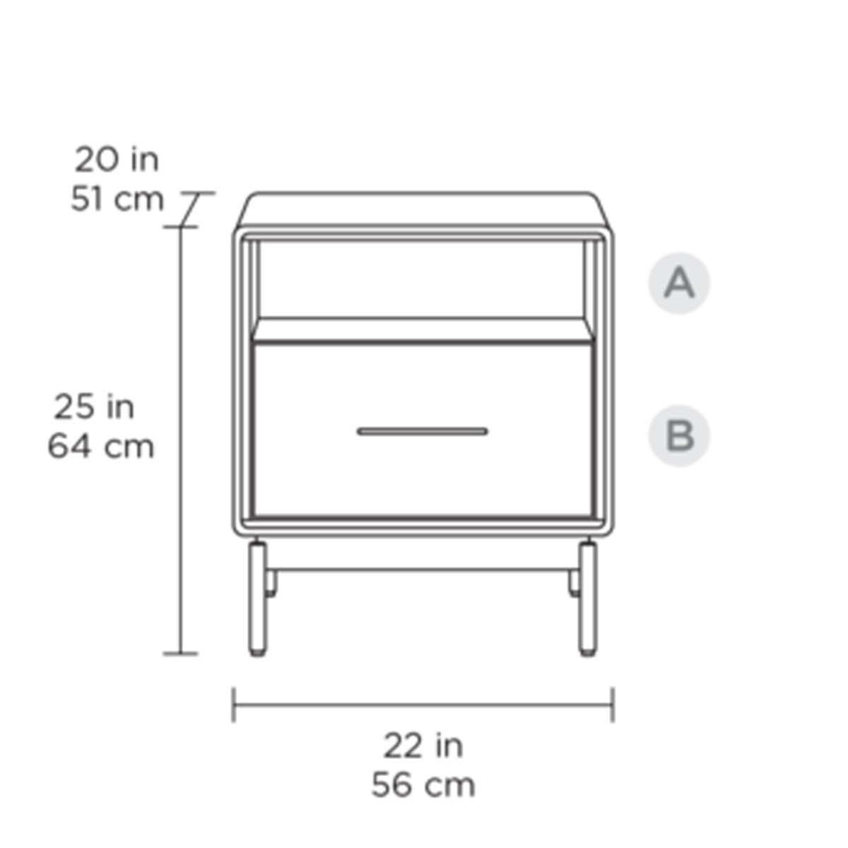 BDI LINQ 9181 22&rdquo; Nightstand with Top Slide and Integrated Power Station (Natural Walnut)