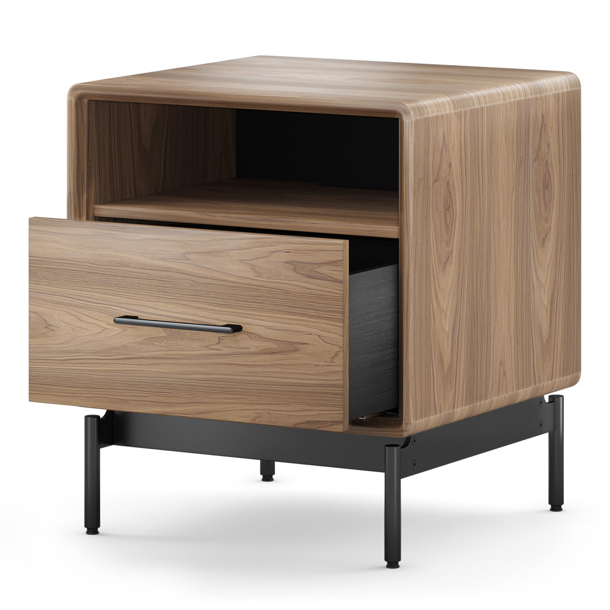 BDI LINQ 9181 22&rdquo; Nightstand with Top Slide and Integrated Power Station (Natural Walnut)