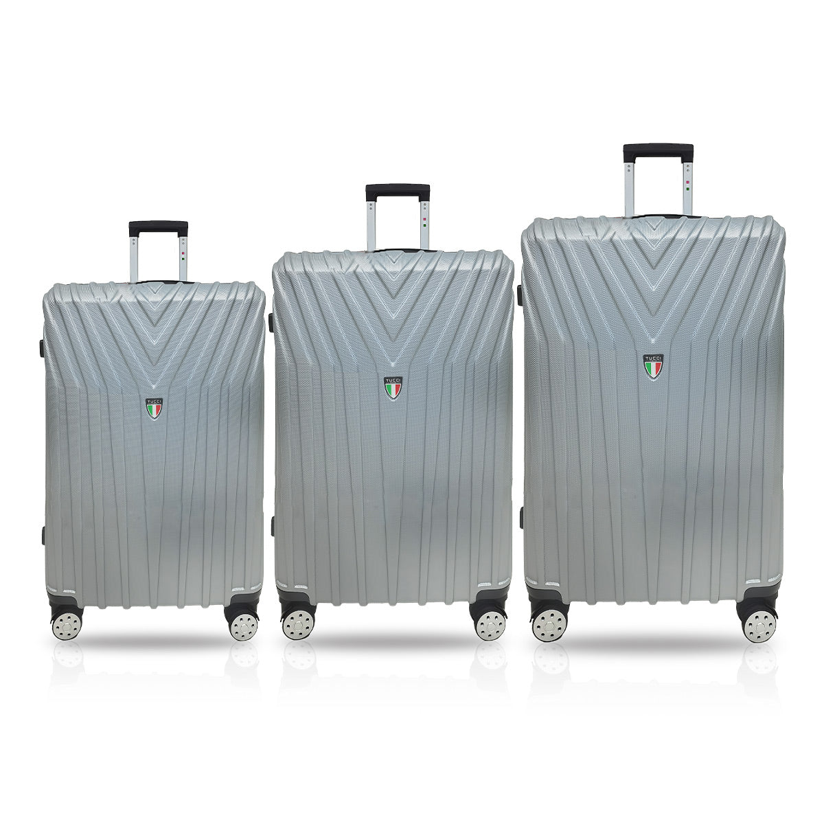 TUCCI Bordo 3-Piece ABS Hardside Luggage Set (Silver White)