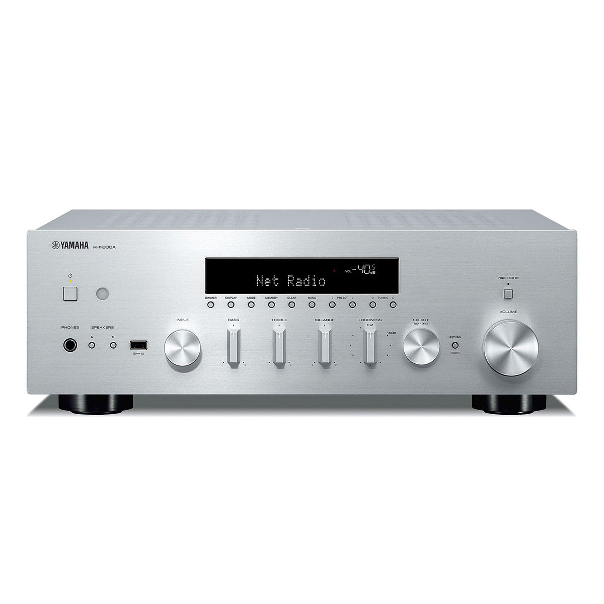 Yamaha R-N600A Stereo Network Receiver with Wi-Fi, Bluetooth, and MusicCast (Silver)