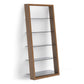 BDI Eileen 2.0 5166 Leaning Shelf with Grey-Tinted Glass Shelves (Natural Walnut)