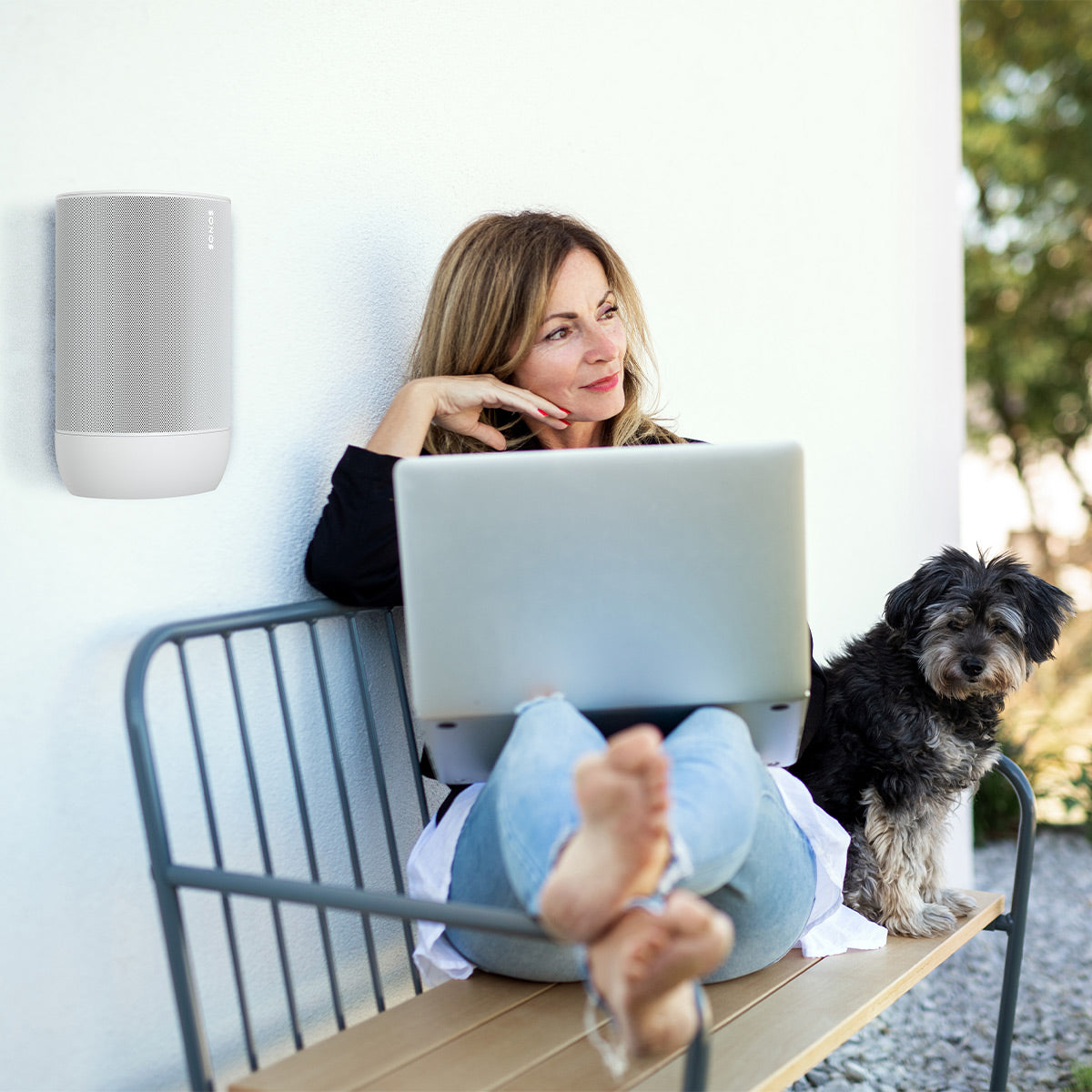 Mountson Premium Indoor & Outdoor Wall Mount Bracket for Sonos Move and Move 2 - Pair (White)