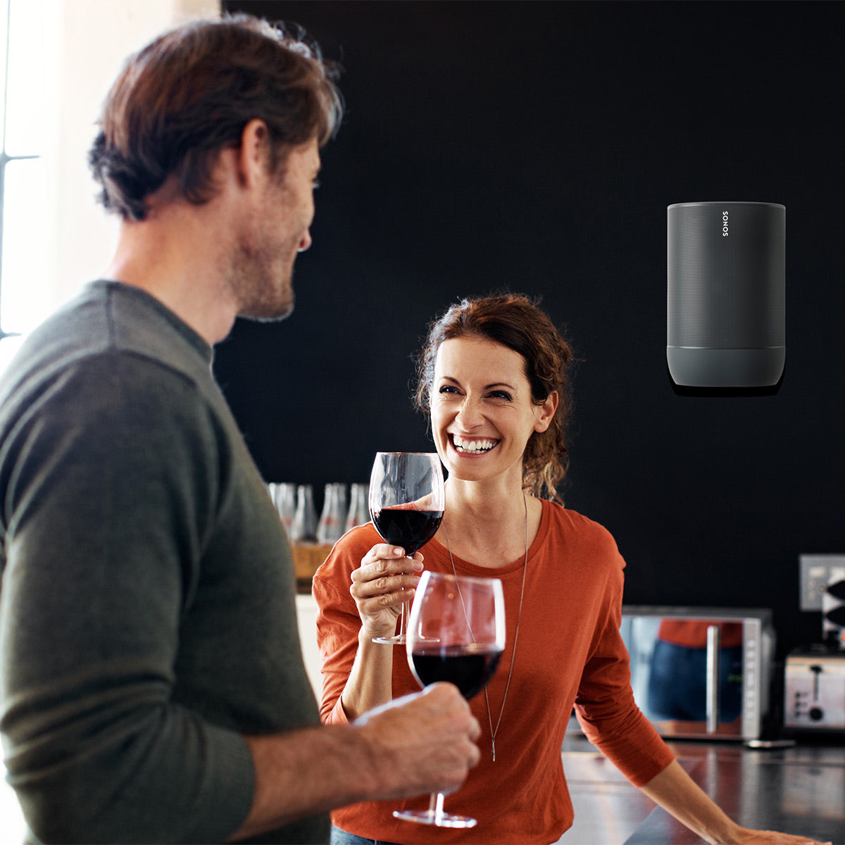 Mountson Premium Indoor & Outdoor Wall Mount Bracket for Sonos Move and Move 2 - Pair (Black)
