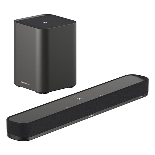 Sennheiser AMBEO Soundbar Mini 7.1.4 Channel Dolby Atmos Soundbar with Ambeo Sub 8in 350W Wireless Subwoofer with Bluetooth