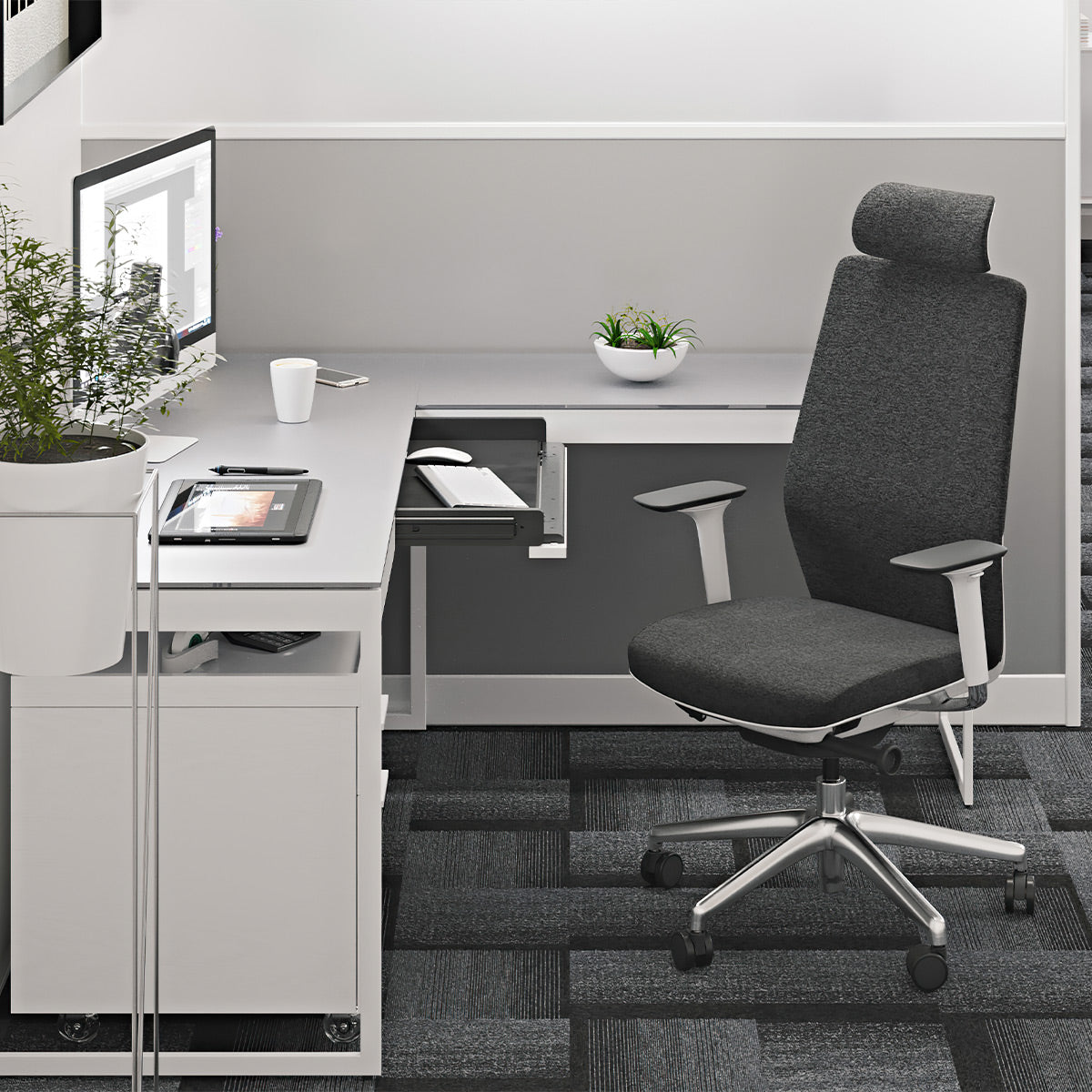 BDI Coda 3522 Ergonomic Task Chair with High-Performance Mesh Fabric (Oyster & Grey)