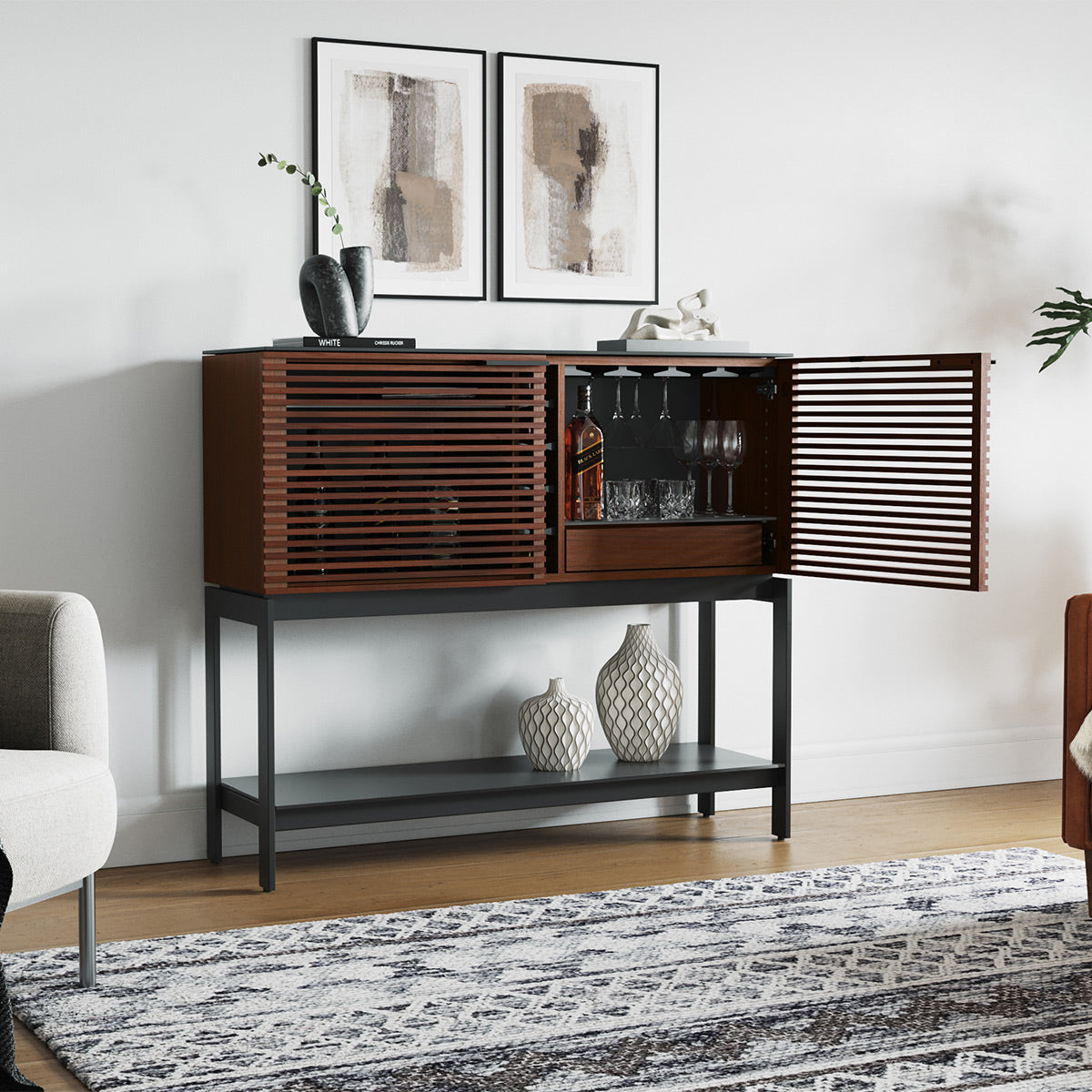 BDI Corridor 5621 SV Bar with Wine Storage and Adjustable Shelves (Chocolate Stained Walnut)