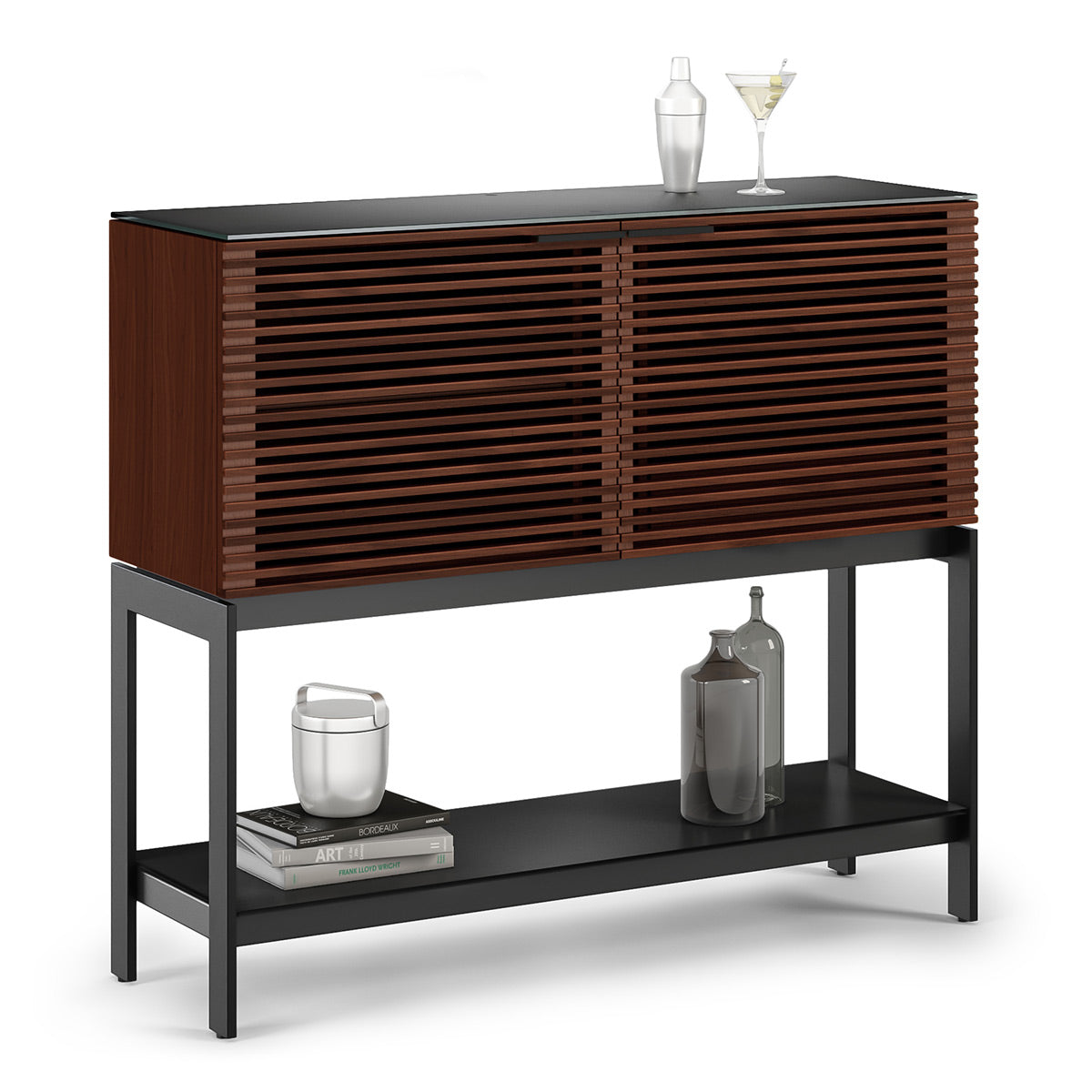 BDI Corridor 5621 SV Bar with Wine Storage and Adjustable Shelves (Chocolate Stained Walnut)