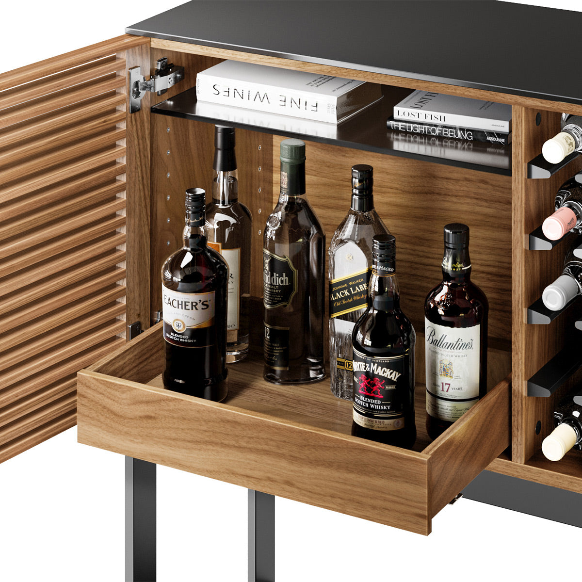 BDI Corridor 5621 SV Bar with Wine Storage and Adjustable Shelves (Natural Walnut)