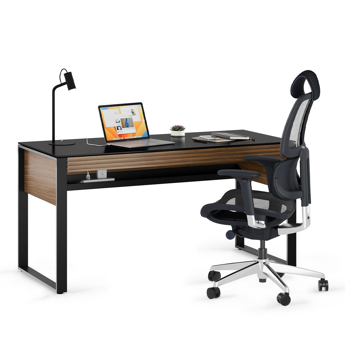 BDI Corridor 6501 Desk with Keyboard Drawer (Natural Walnut)