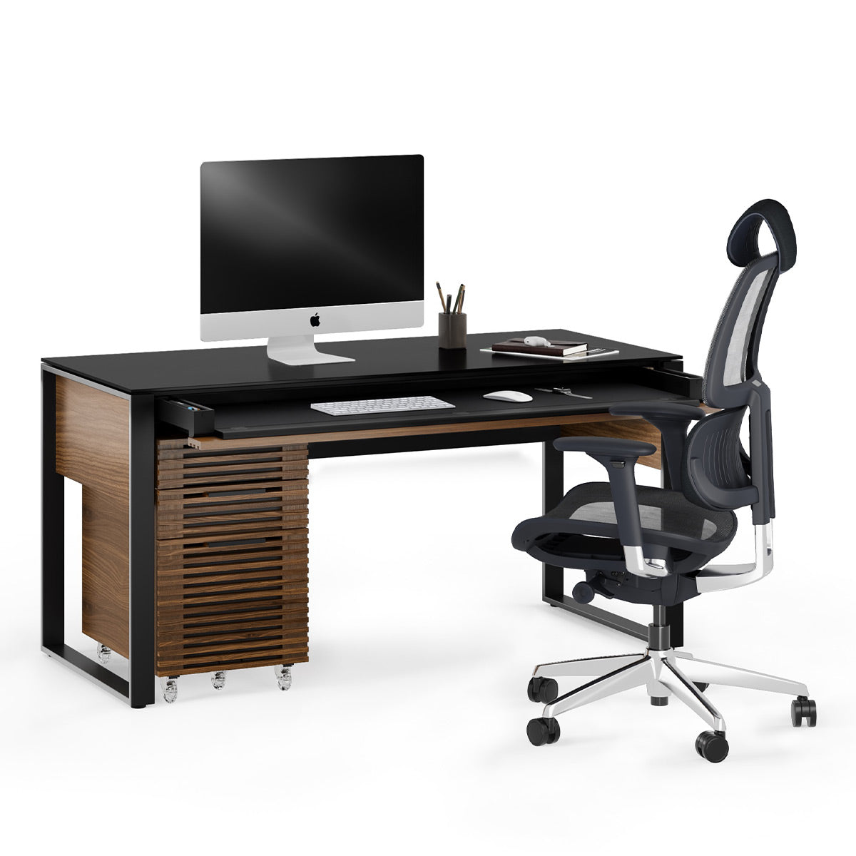 BDI Corridor 6501 Desk with Keyboard Drawer (Natural Walnut)