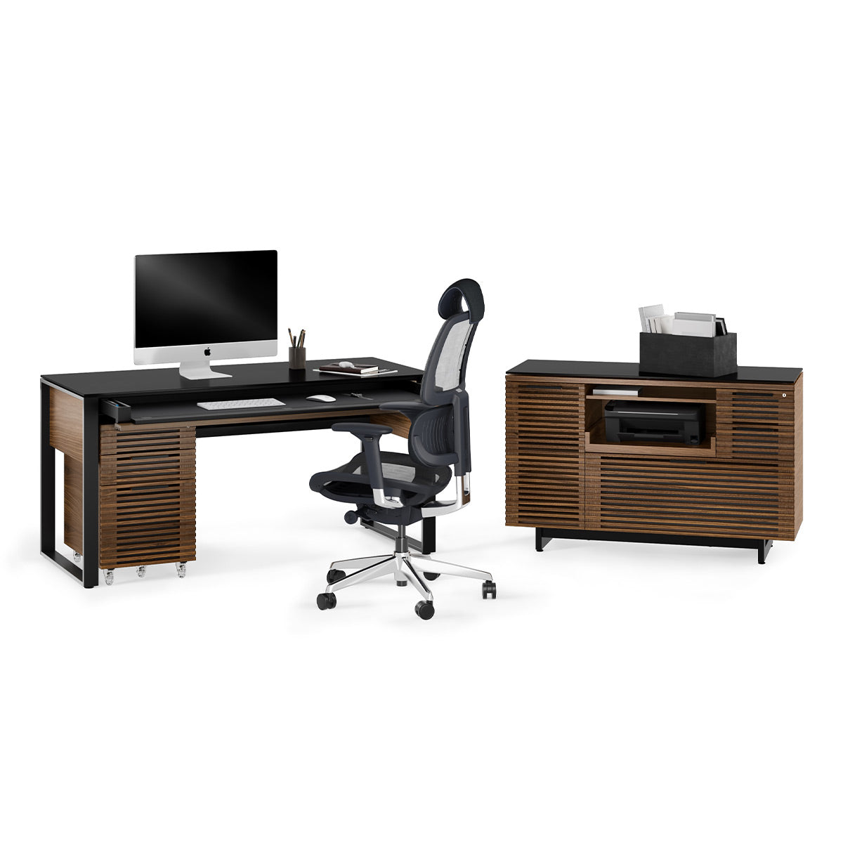 BDI Corridor 6501 Desk with Keyboard Drawer (Natural Walnut)