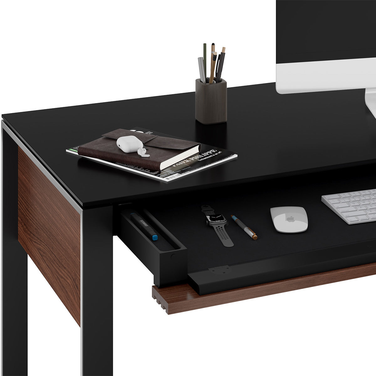 BDI Corridor 6501 Desk with Keyboard Drawer (Chocolate Stained Walnut)