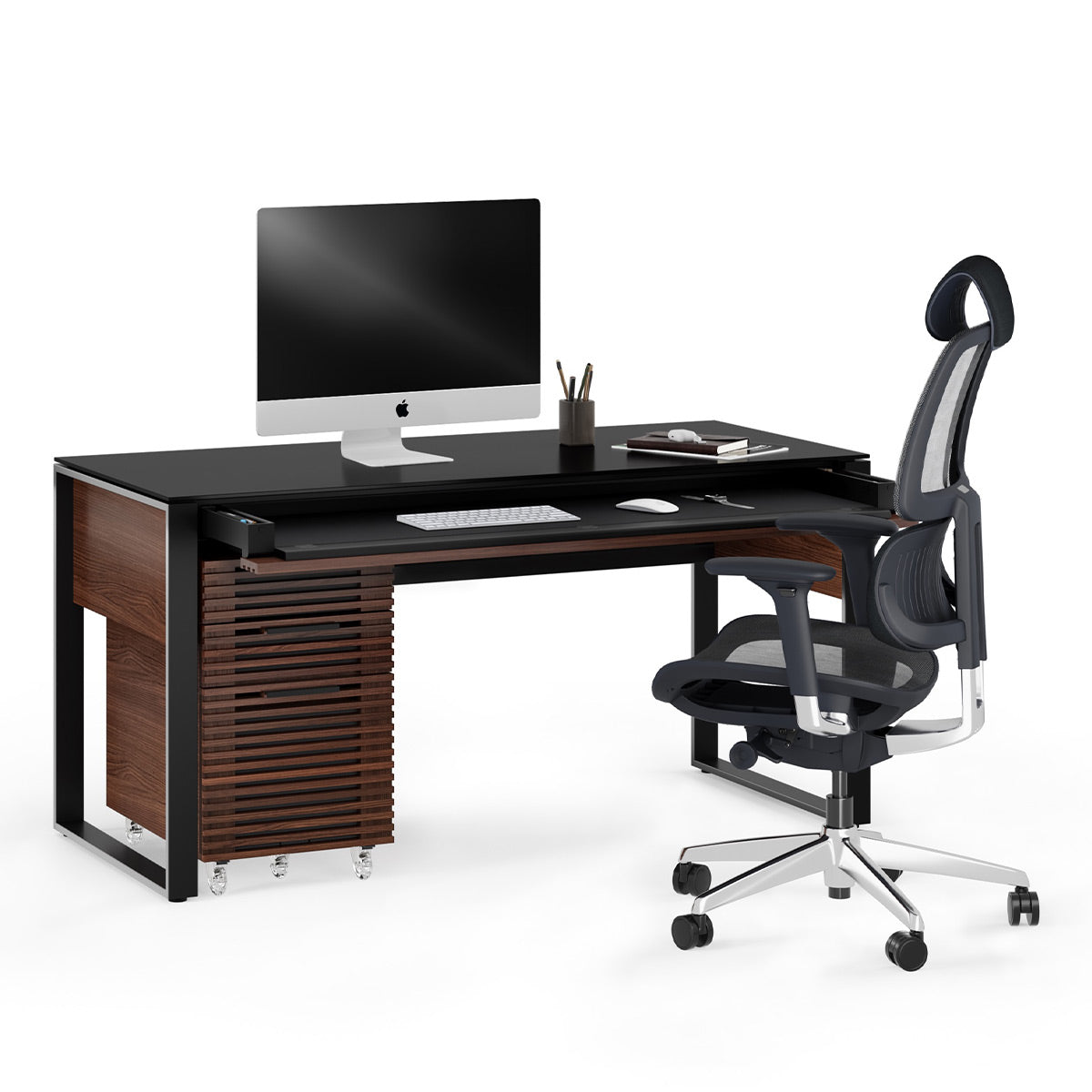BDI Corridor 6501 Desk with Keyboard Drawer (Chocolate Stained Walnut)