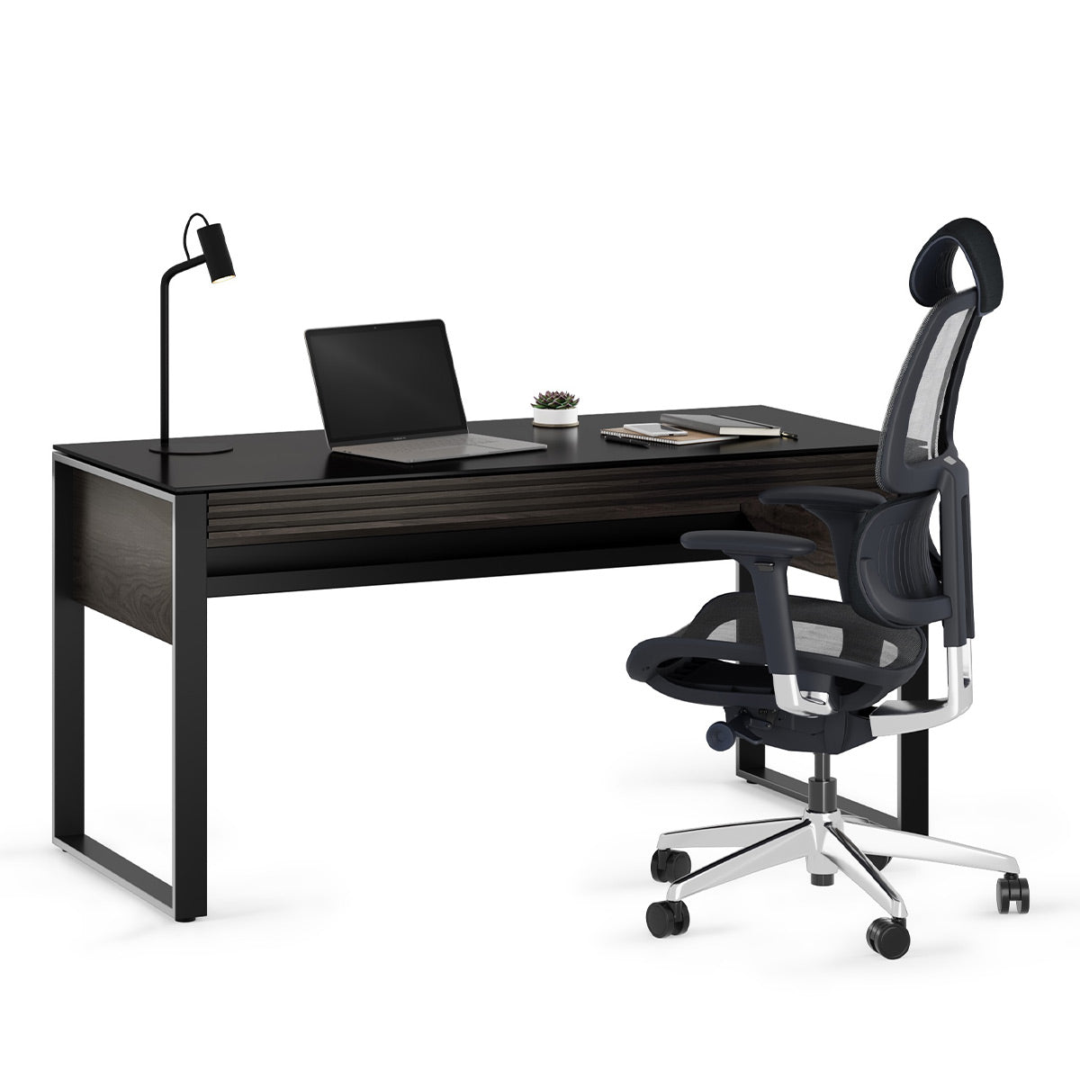 BDI Corridor 6501 Desk with Keyboard Drawer (Charcoal Stained Ash)