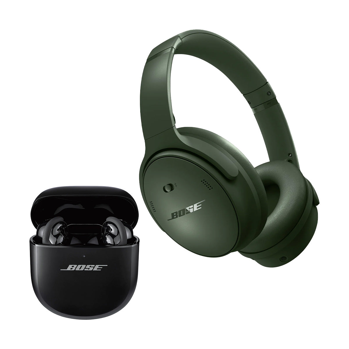 Bose QuietComfort Headphones with Active Noise Cancellation with QuietComfort Ultra Wireless Noise Cancelling Earbuds (Cypress Green/Black)