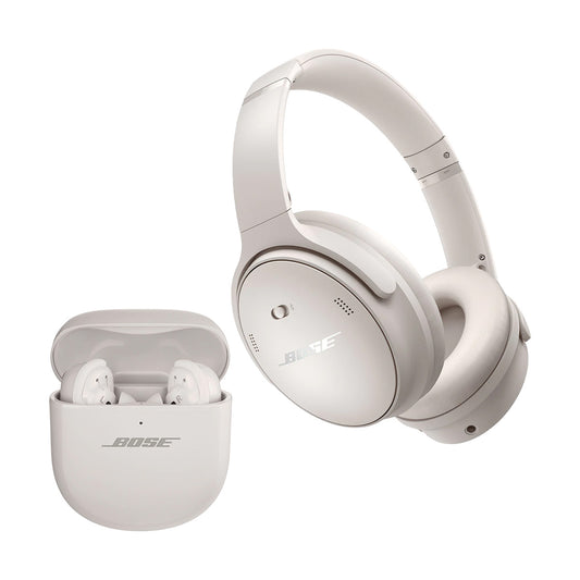 Bose QuietComfort Headphones with Active Noise Cancellation with QuietComfort Ultra Wireless Noise Cancelling Earbuds (White)