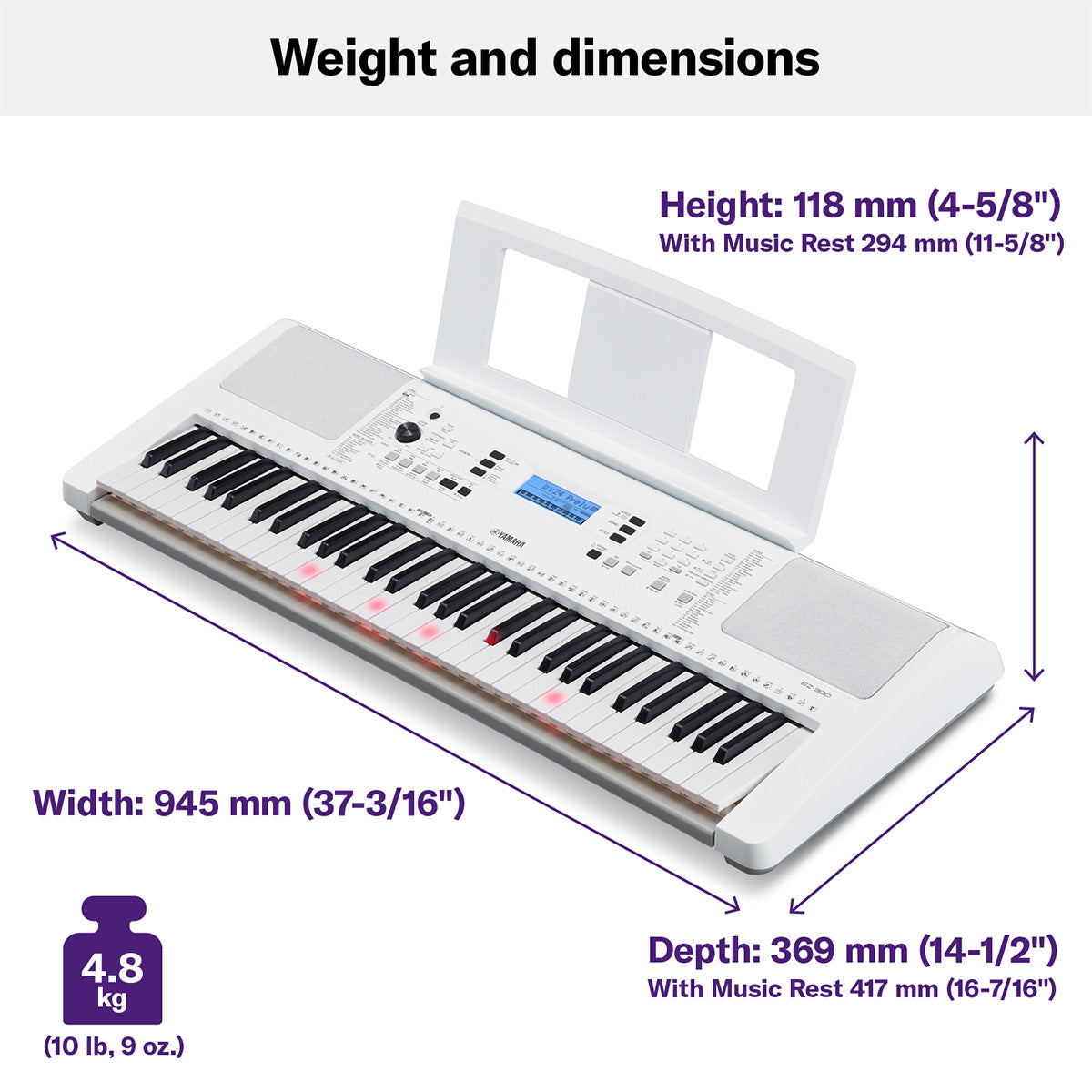 Yamaha EZ-300 61-Key Portable Beginner's Keyboard with Lighted Keys