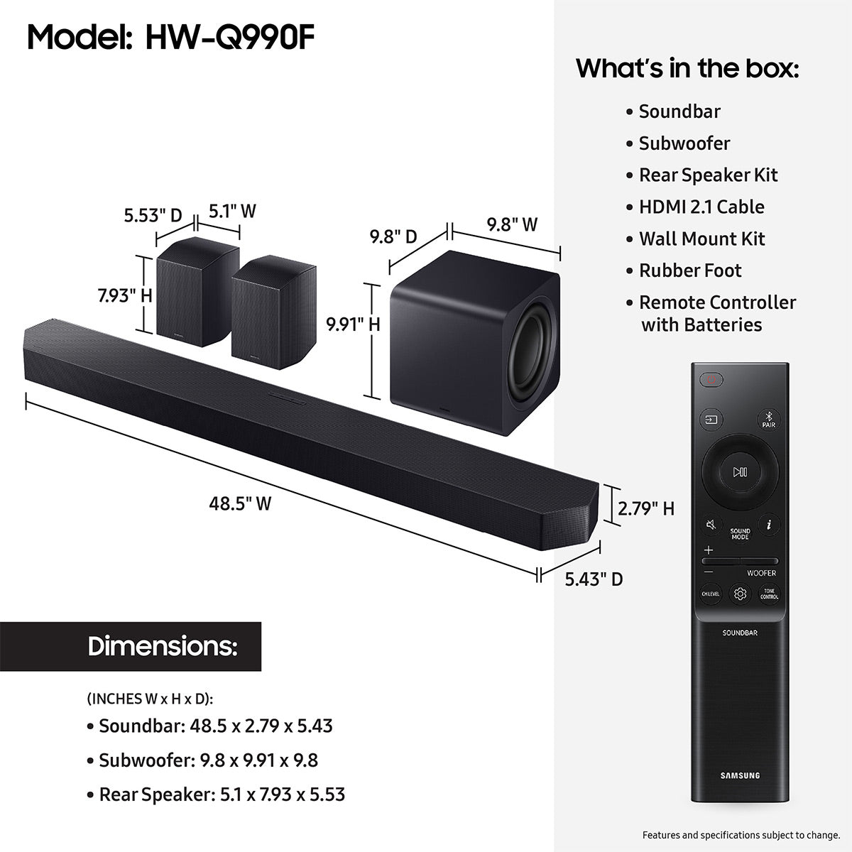 Samsung HW-Q990F 11.1.4 Channel Sound System