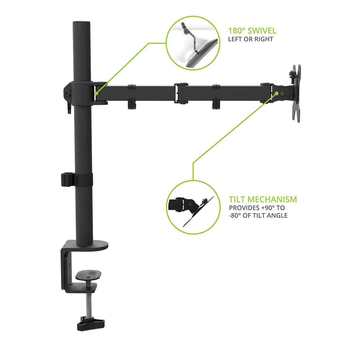Kanto DML1000 Fully Adjustable Single Arm Desktop Monitor Mount