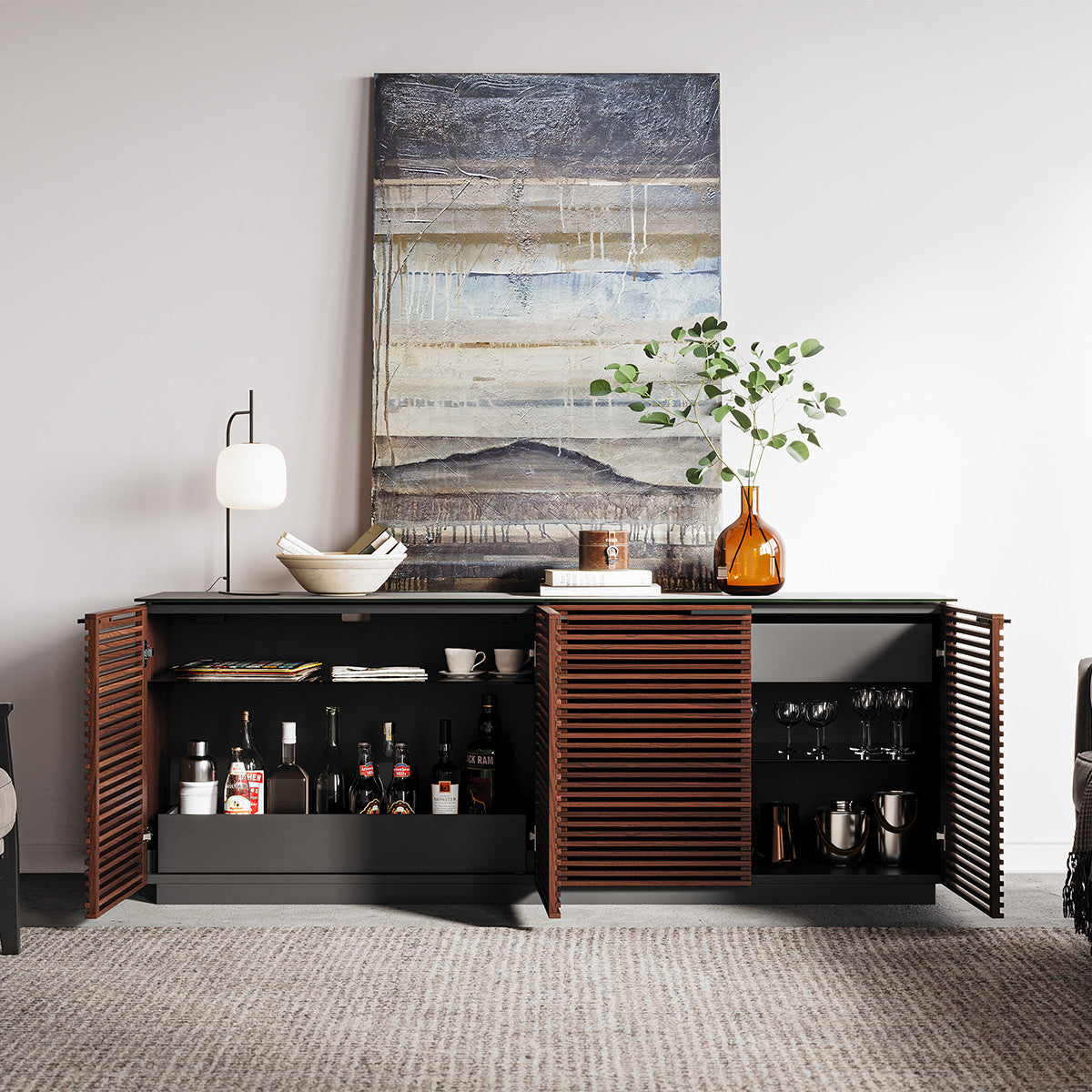 BDI Corridor 8109 4-Door Storage Credenza (Chocolate Stained Walnut)