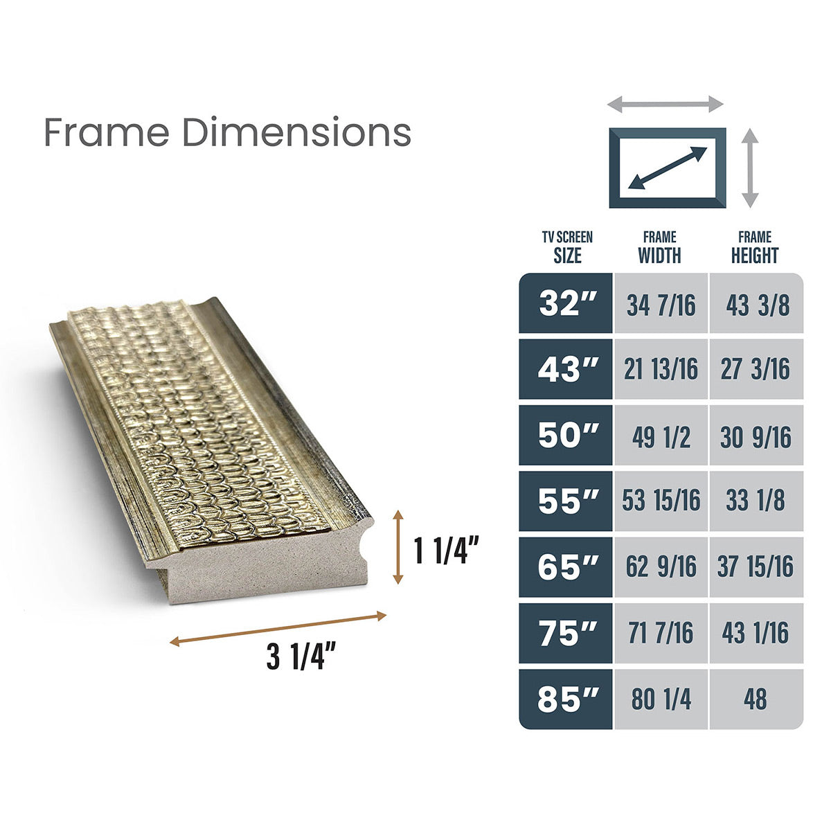 Deco TV Frames 65" Frame for Samsung The Frame TV 2021-2024 (Gatsby Silver)