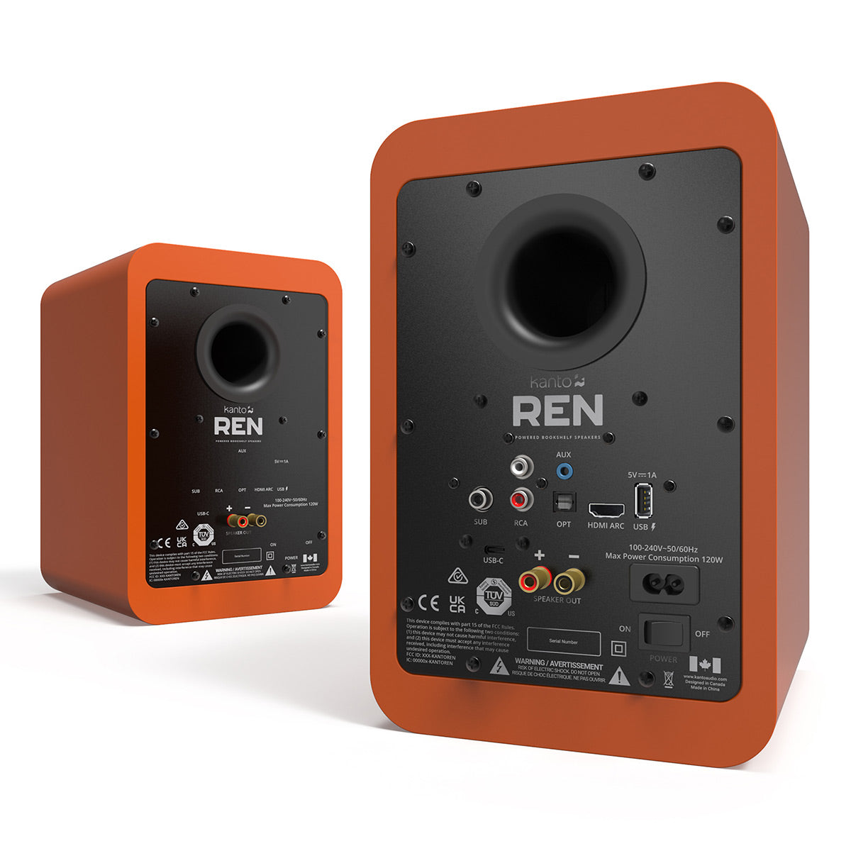 Kanto REN Powered Speakers Bundle with AudioQuest Sky 48 HDMI Cable - 3m (Orange)