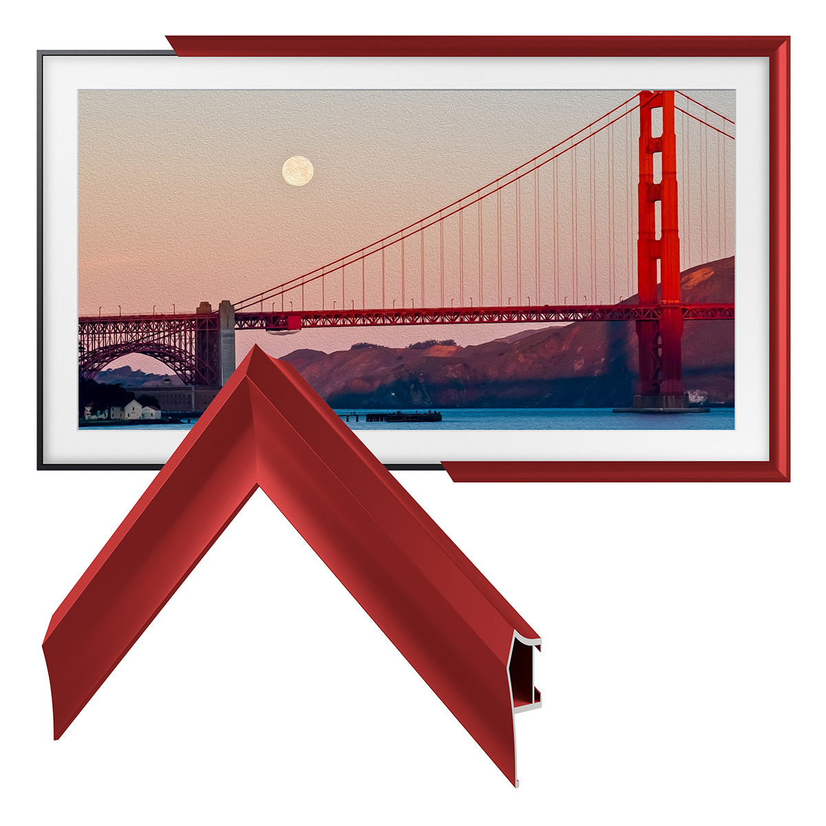 Deco TV Frames 43" Customizable Alloy Prismatic Frame for Samsung The Frame TV 2021-2024 (Candy Red)