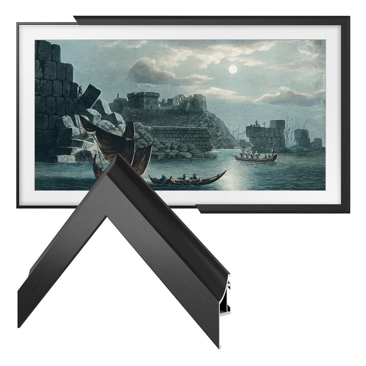 Deco TV Frames 55" Customizable Alloy Scoop Frame for Samsung The Frame TV 2021-2024 (Anodized Black)