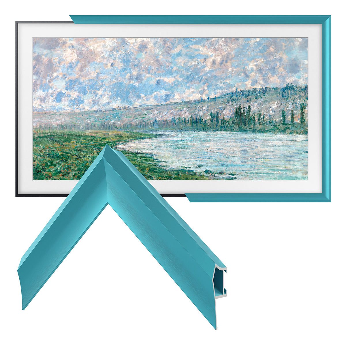 Deco TV Frames 43" Customizable Alloy Prismatic Frame for Samsung The Frame TV 2021-2024 (Turquoise)