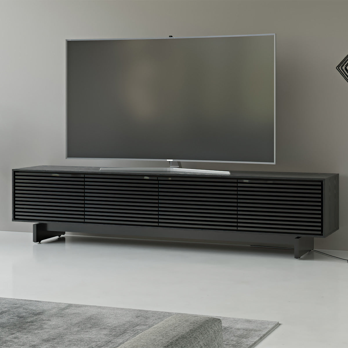 BDI Align 7473 Low 4-Door Cabinet with Media Base (Ebonized Ash)