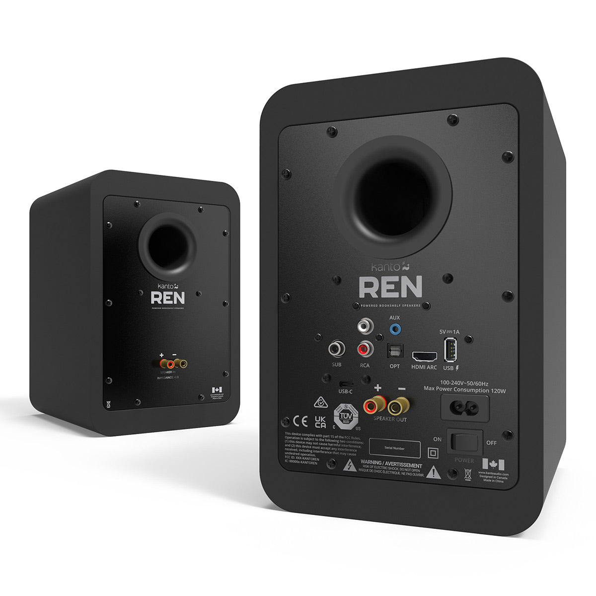 Kanto REN Powered Speakers Bundle with AudioQuest Sky 48 HDMI Cable - 3m (Black)